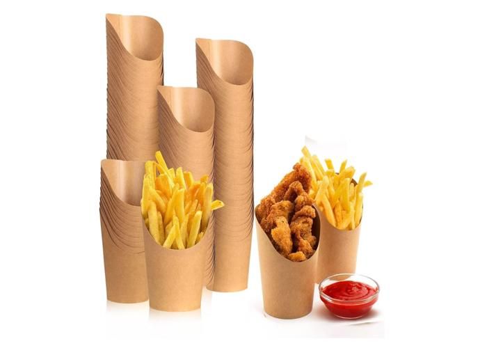 Lot 50 Sachets à Gaufres Bulles Papier Kraft 14oz - Emballage Frites Popcorn Collations