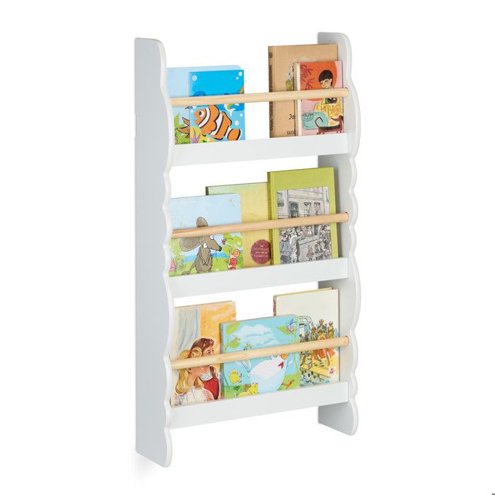 Étagère Enfant Relaxdays - Forme Maison, 4 Niveaux, Blanc Et Gris, 115 X 68 X 28 Cm
