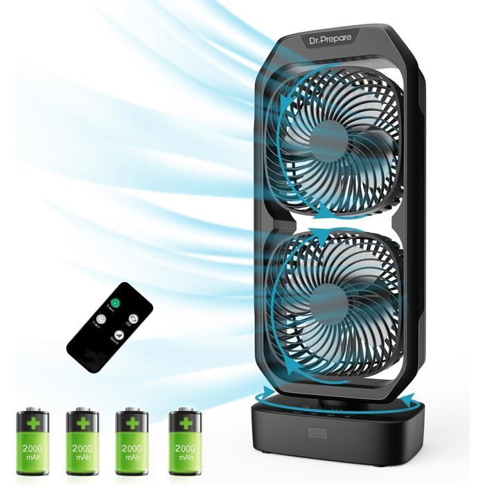 DR.PREPARE Ventilateur Colonne USB Silencieux 15 Pouces - Oscillation 105° Et Inclinaison 270°, 3 Vitesses