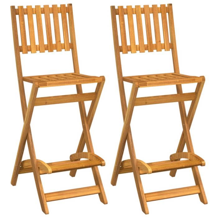 (SOLDES JUILLET)Tabourets de bar - UU - Chaise dîlot - Pour jardin pliants lot de 2 Bois dacacia FR1319188