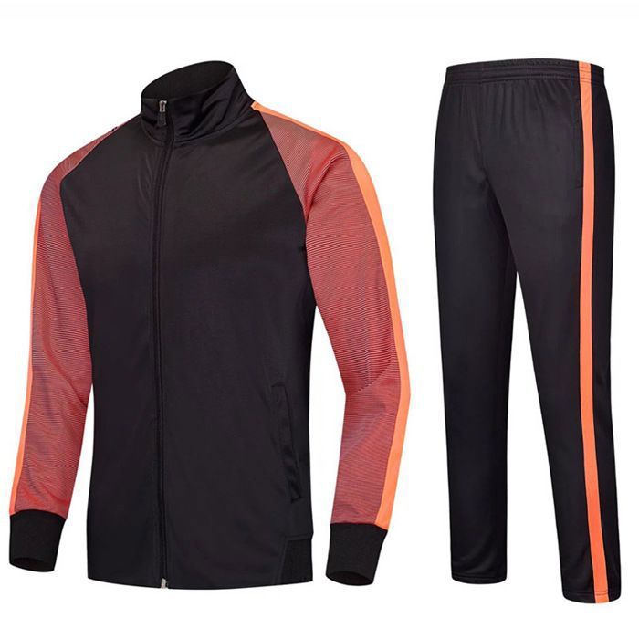 Survêtement Mixte Adulte/Enfant Ensemble Vêtement de Football Entraînement Polaire Veste et Pantalon Automne Hiver - Noir