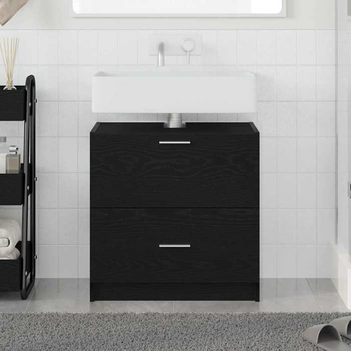 Autumn saleSupport Vasque/Meuble bas WC - Meuble Sous Évier Chêne noir 59 x 37 x 59 cm Bois dingénierie 2025756802