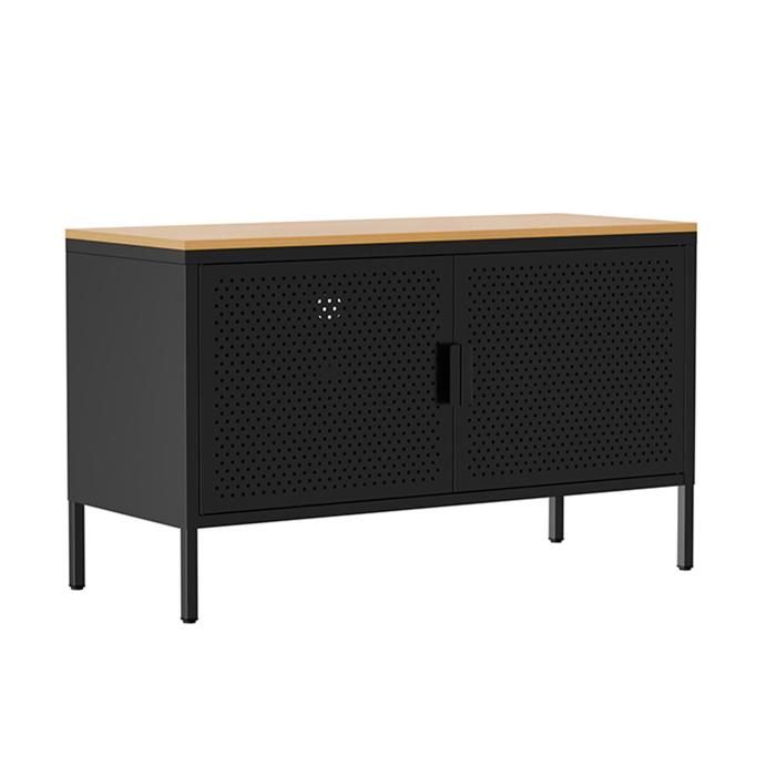 Buffet moderne 2 portes L100 cm en métal noir Punchy - Oviala