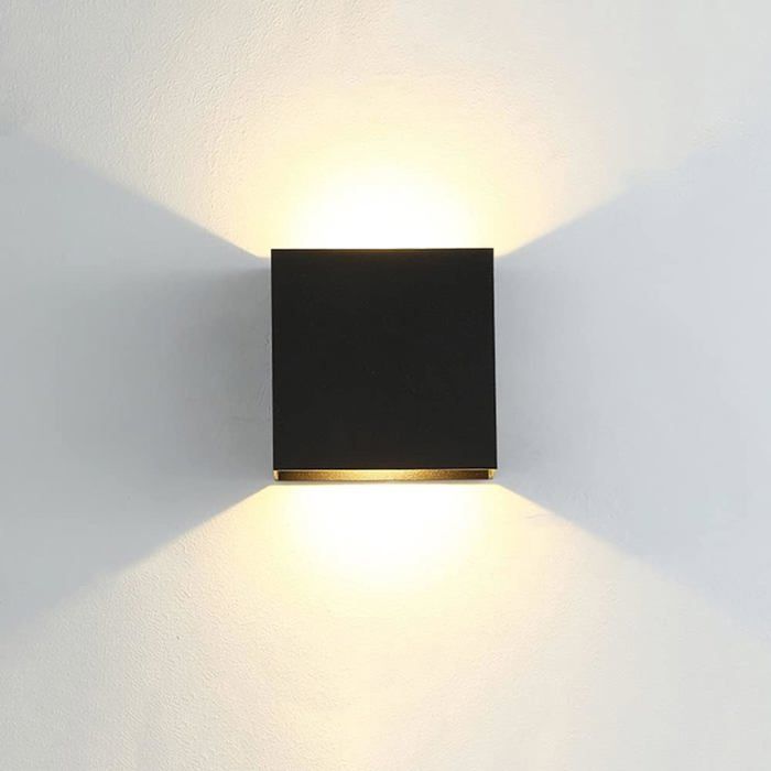 Applique Murale LED Moderne en Aluminium Applique Murale Carrée Noire 10 x 10 x 5 cm pour le Mur de Sallon Chambre Allée Jardin