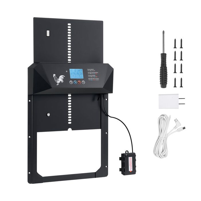 Porte Automatique pour Poulailler-Duoku-Fonctionnement sur Piles et Secteur-Écran LCD-Capteur Lumineux-Minuterie Programmable