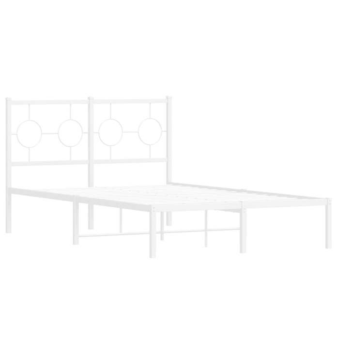 Blanc 120 x 190 cm - Lit métal - Cadre de lit métal - matelas non inclus - et tête de lit blanc 120x190 cm 001_638526