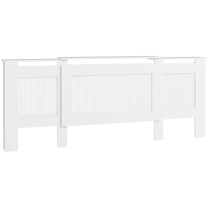 Cache Radiateur Blanc Extensible 125-201x19x81.5cm - Étagère Pratique Lattes et Couvercle Résistant à la Chaleur Cache Radiateur Blanc Extensible 125-201x19x81.5cm - Étagère Pratique Lattes et Couvercle Résistant à la Chaleur