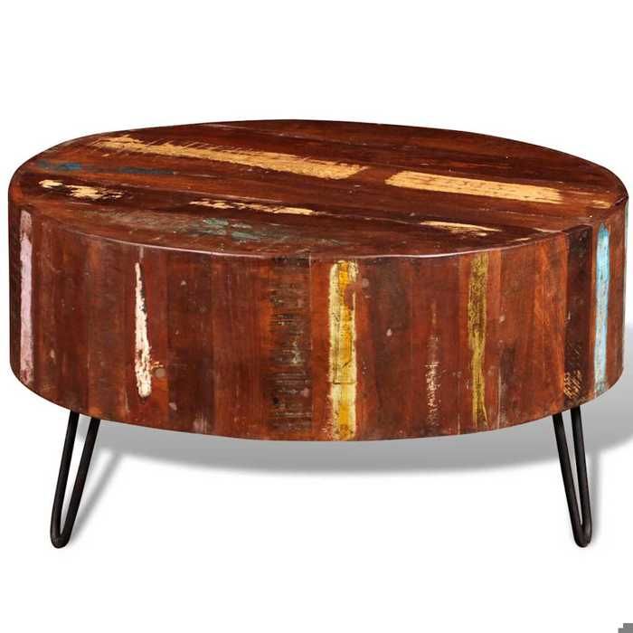Table basse Console de salon VIDAXL table gigogne ronde Bois massif de récupération 7_4237530