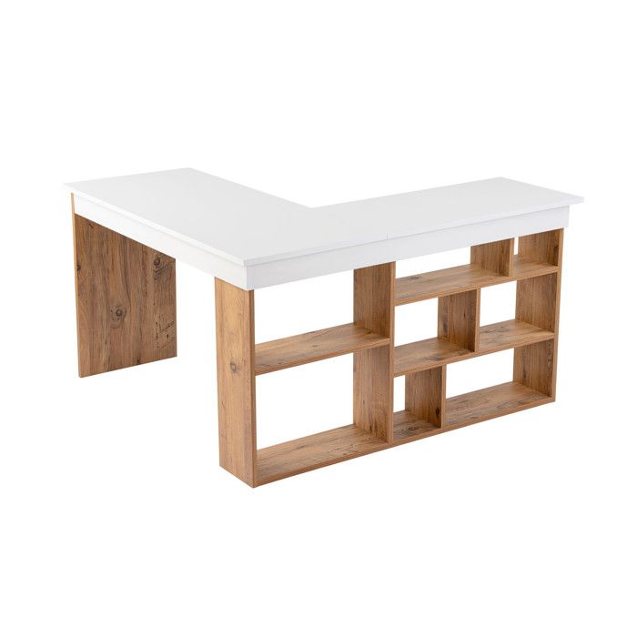 Bureau détude en bois Vesper - 130 x 120 x 72 cm - Pin blanc de lAtlantique Bureau détude en bois Vesper - 130 x 120 x 72 cm - Pin blanc de lAtlantique