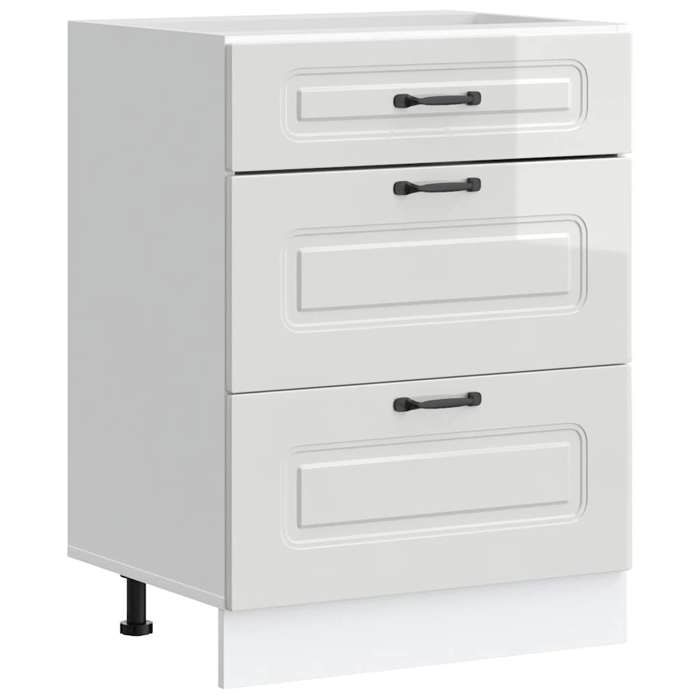 Soldes FlottantsMeuble bas de cuisine 1 PC - Cabinet/Meuble bas de cuisine - « Kalmar » Bois dingénierie blanc brillant 8107650