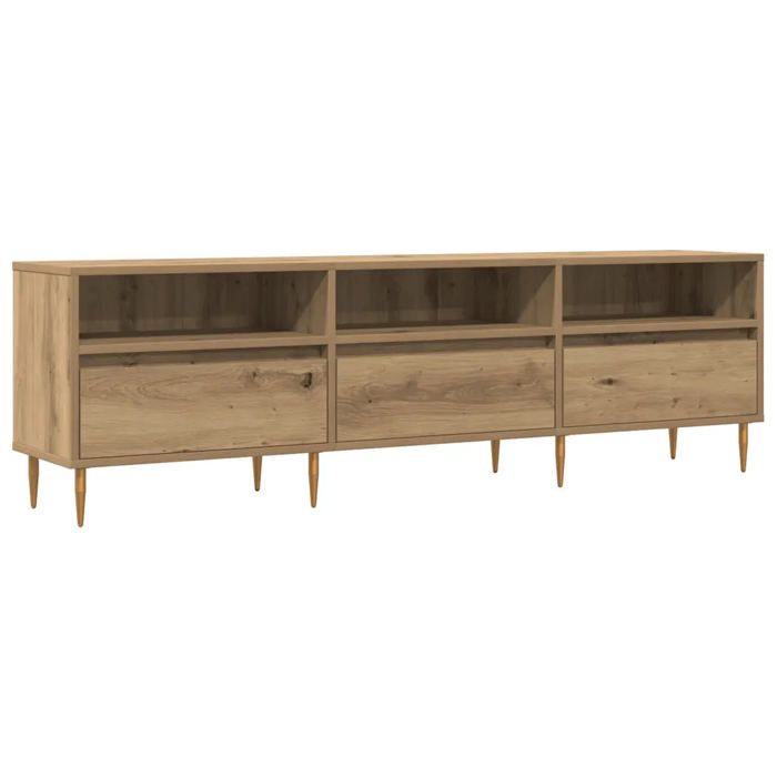 Meuble TV - HELLOSHOP26 - 150x30x44 5 cm - Chêne artisanal - Bois dingénierie - Rangement spacieux