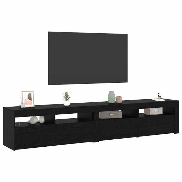 CHIC Noir Meuble TV Moderne - ZENCORE - MEUBLE DE SEJOUR - Cabinet TV - 2 pcs - Chêne noir 210x35x40cm - Bois dingénierie 9050