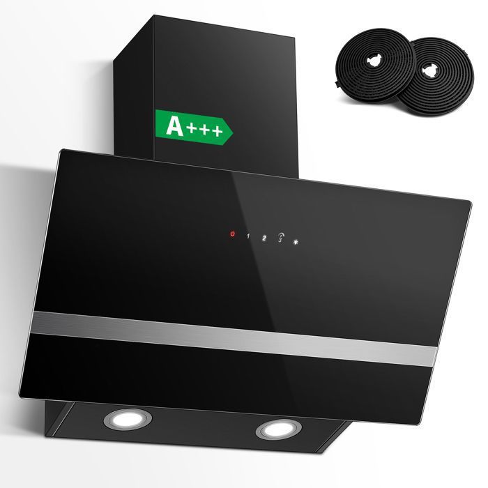 Hotte Aspirante 60 cm A+++ Hotte Cuisine Silencieuse Inclinée 450