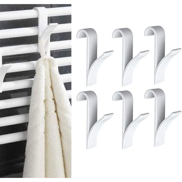 8 pièces Crochets de Radiateur à ServiettesCrochet Radiateur Sèche ServietteCrochet pour Radiateurs Plastique Blanc