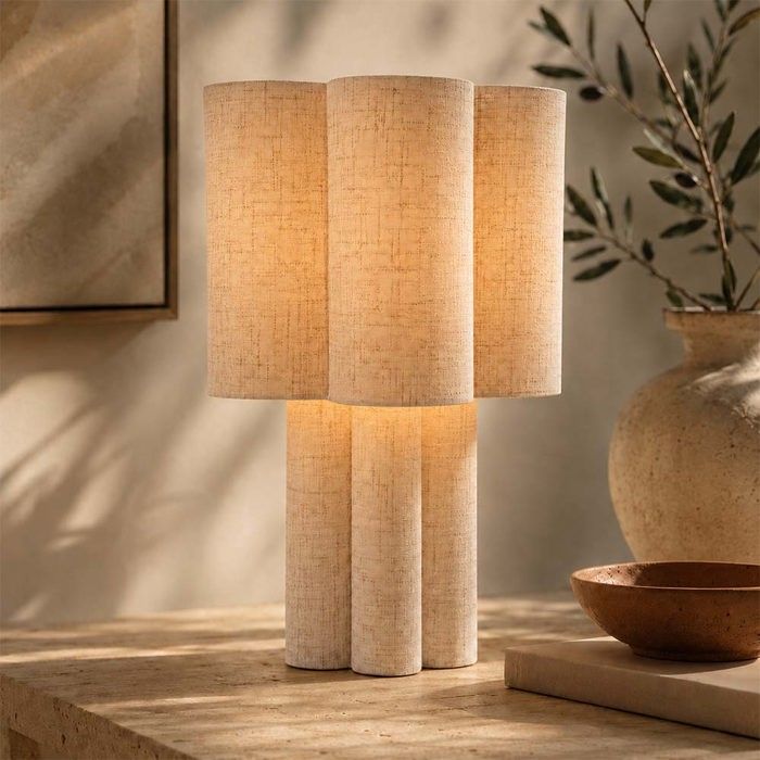 Milton & Oldbrook Lampe de Table Kazan Beige Lin