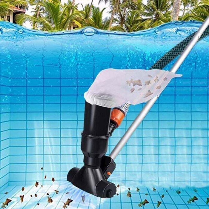 Aspirateur piscine portable ABS manche 130cm tête aspiration feuilles pour piscines hors-sol et spas nettoyage efficace