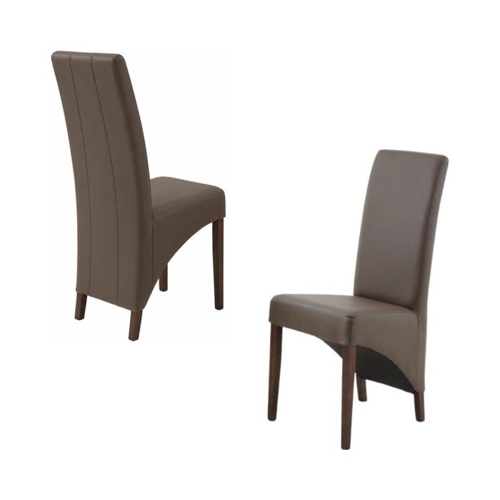 Lot de 2 chaises BASIKA marron taupe en similicuir – Style vintage Lot de 2 chaises BASIKA marron taupe en similicuir – Style vintage