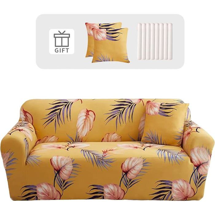 Housse canapé 3pièces chaud agréable extensible accoudoir 2taies