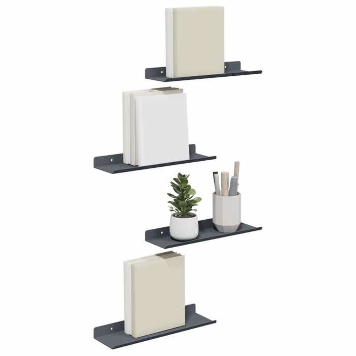 Tablette murale - Étagère flottante 4 pcs - vidaXL - Anthracite - Acier - 30 x 9 x 2 5 cm 979506
