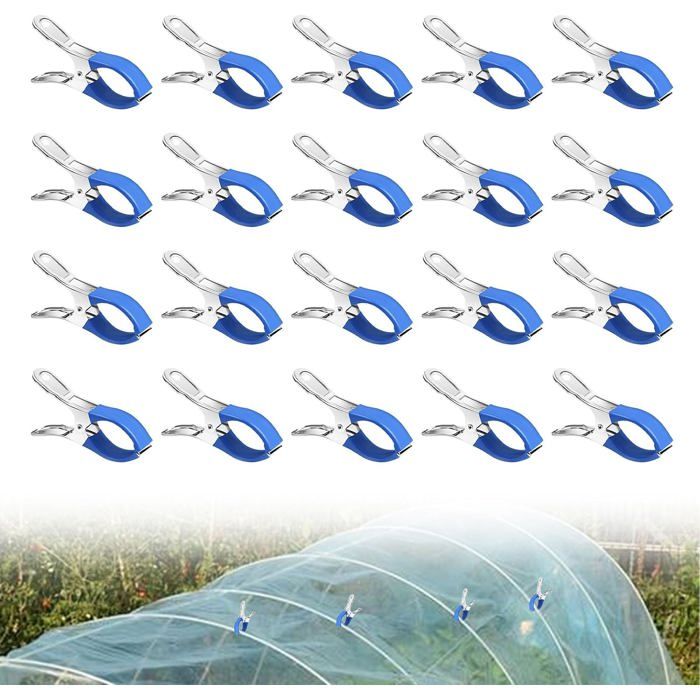 20 Pièces Pinces à Bâche Piscine Acier Inoxydable - Pinces Métalliques Couverture Hors Sol Forte Tension Protection Anti-Rayures
