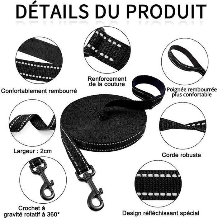 Longe pour Chien 10m Longue Laisse Réfléchissante Corde avec Poignée Rembourrée Laisses de Dressage pour Chiens Longe pour Chien 10m Longue Laisse Réfléchissante Corde avec Poignée Rembourrée Laisses de Dressage pour Chiens