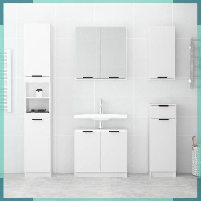 Armoire salle de bain - 811304 - Blanc - 64 5x33 5x59 cm - Bois dingénierie
