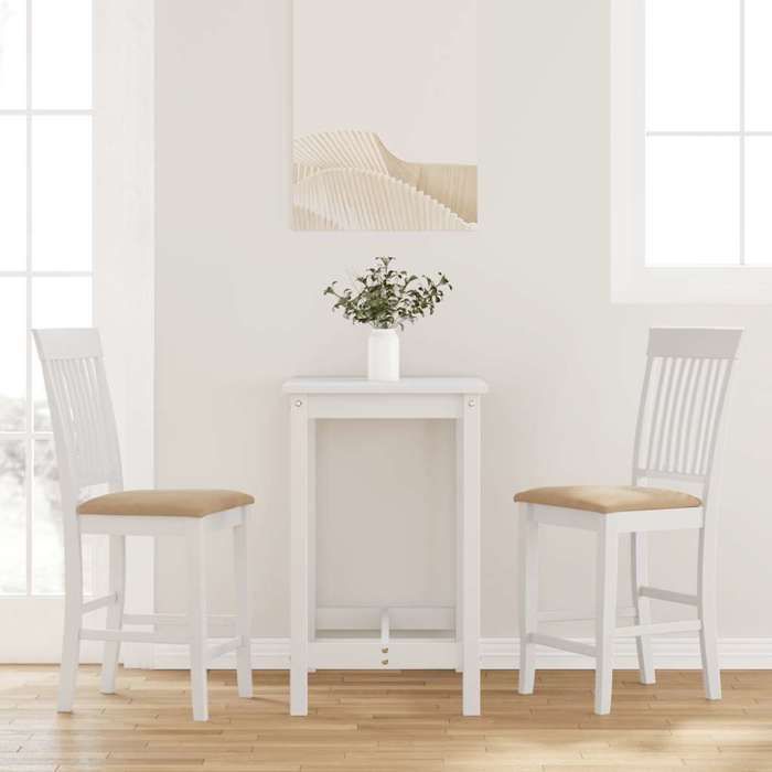 Lemon Tabourets de bar avec coussins (2 pcs) en bois massif blanc et caoutchouc Pieds robustes et résistants @4563
