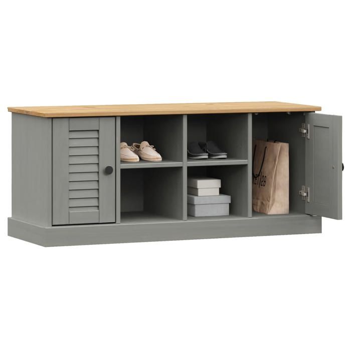 NEW Gris MEUBLE SIEGE - vidaXL - Banc à chaussures VIGO gris 106x35x45 cm bois massif de pin - Banc coffre - Pour maison（1parcel）172