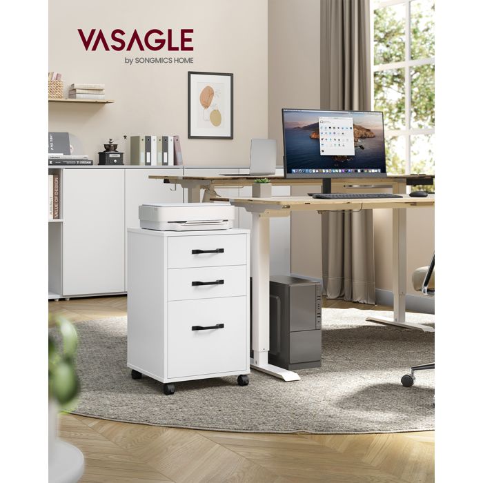 Caisson de Bureau à 3 Tiroirs sur Roulettes Meuble sous Bureau 41 x 40 x 66 7 cm Blanc Nuage Caisson de Bureau à 3 Tiroirs sur Roulettes Meuble sous Bureau 41 x 40 x 66 7 cm Blanc Nuage