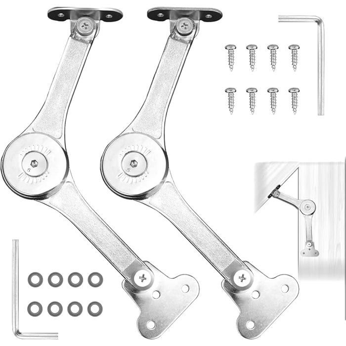 2 pcs Charnière de Support de Couvercle RéglablePour Armoires Dessus de Placard Portes de Meubles Charnières de Support de