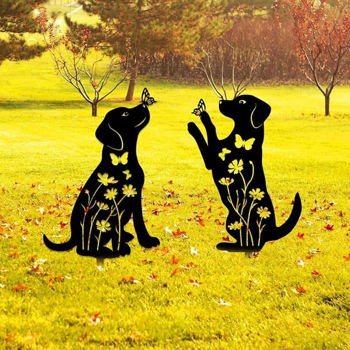 2 Pièces Décoration de Jardin pour Chien en métal Piquets de Jardin décoratifs de Chiens en métal décoration chien OBJET DECORATIF