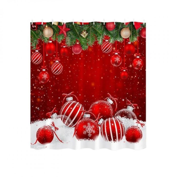 Rideau de douche de Noël Fokelyi rouge 90x180cm avec 7 crochets ACCESSOIRES FABRICATION MAISON