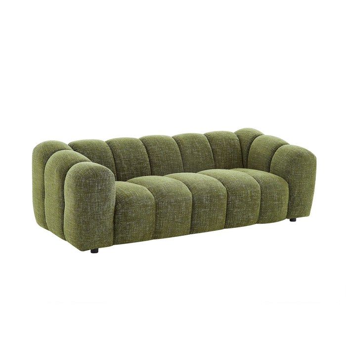Canapé 3 places en tissu chenille vert NELIMAR