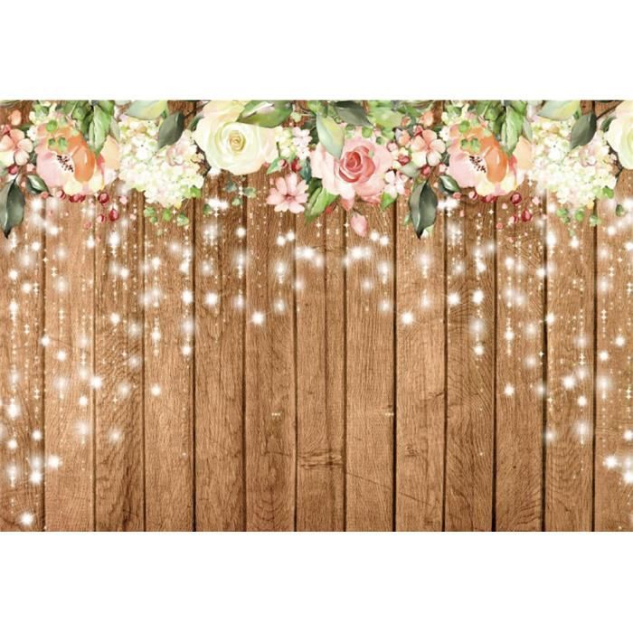 Toile De Fond Photo 3x2,5m – Fond Mariage Jardin Secret En Bois Rustique – Vinyle Léger Et Réutilisable