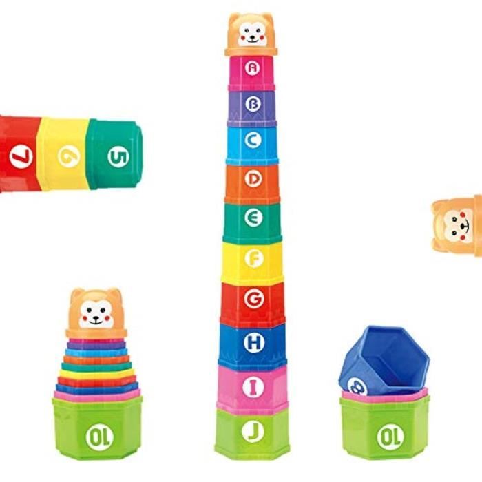 Poupon Mo08m Gobelets Empilables Pour Bebes Jouets Pour Le Bain Jouets Educatifs Precoces Pour 6 A 12 Mois 10 Gobelets Gigognes P Cdiscount Jeux Jouets