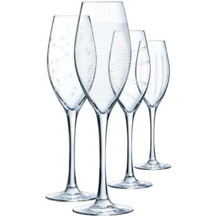 4 Flutes A Champagne En Cristallin 24 Cl Illumination Eclat Achat Vente Coupe A Champagne Cdiscount