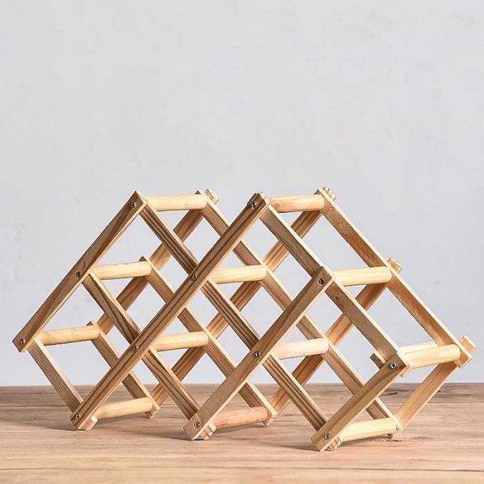 Porte-Bouteilles En Bois Bambou 5 Bouteilles - Casier à Vin Design Minimaliste 13,5x12x53 Cm
