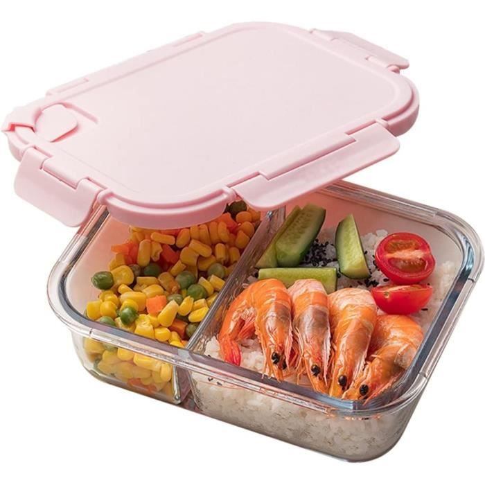 Boite Repas En Verre Chauffante Au Micro-Ondes, Lunch Box Portable 2-3  Compartiments, Récipient Alimentaire De Grande Capacit[u6675]