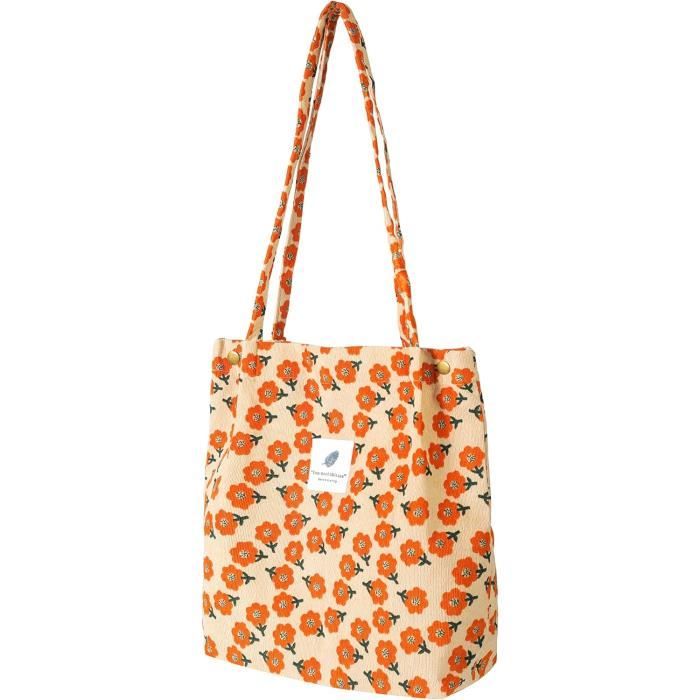 Sac Tote Bandoulière Makukke En Velours Côtelé - Grand Sac Shopper Femme Pour Travail, École Et Voyage