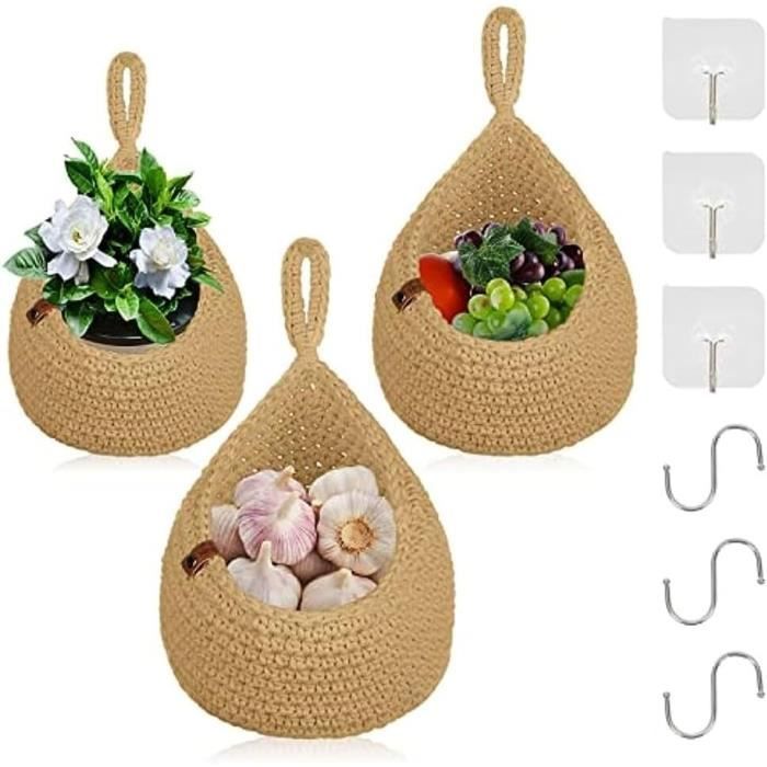Lot De 11 Corbeilles Murales Tissées En Rotin – Décoration Boho Naturelle – 7 Tailles Différentes – Style Ethnique Chic