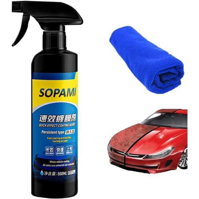 MoreChioce Spray Cire Voiture 3-en-1 30ml - Revêtement Céramique Hydrophobe - Nettoyant Lavage Sans Eau Pour Voiture, Maison Et Cuisine