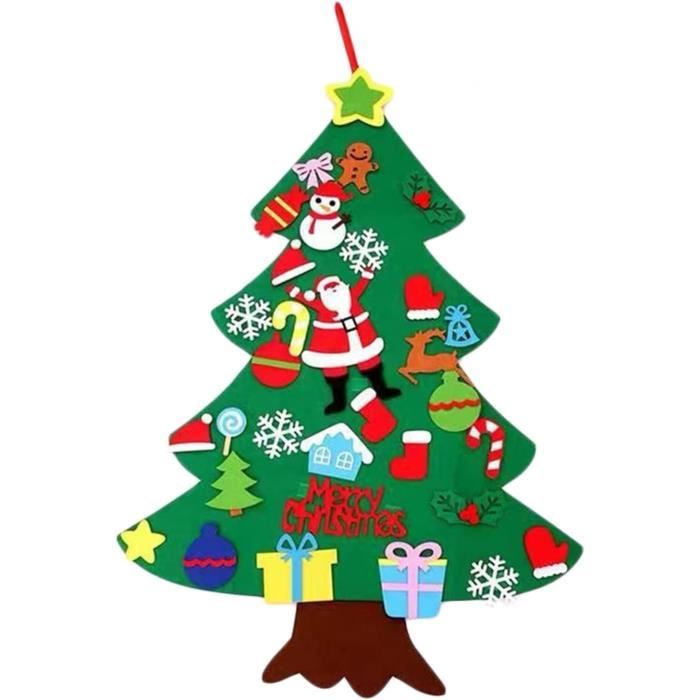Sapin De Noël En Feutre à Décorer - 70x100 Cm - Avec Ornements - Déco Murale Enfants
