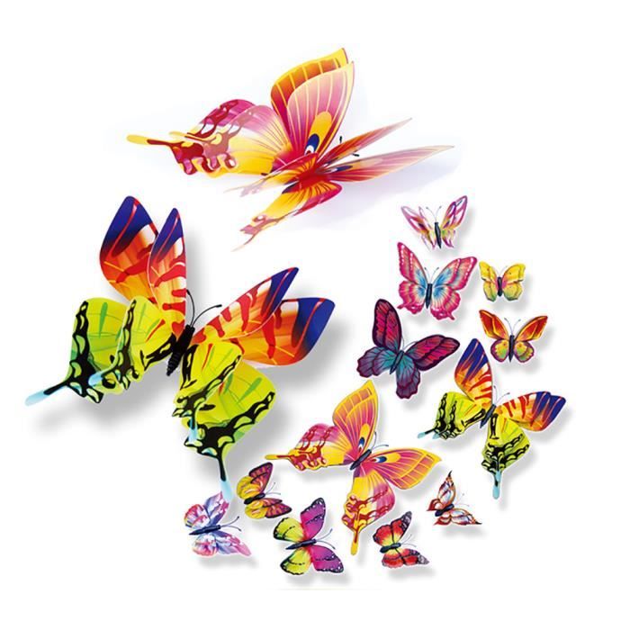Pin D-Aile Papillon 3D Rideau À faire soi-même Mur Art Décalques Enfants Chambre Décoration 12pcs 