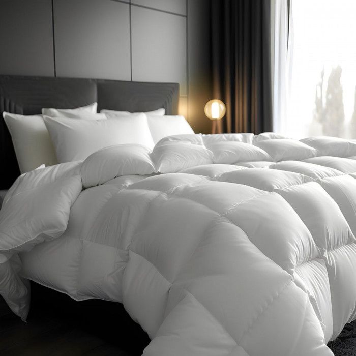 ALPES BLANC  - Couette naturelle hiver 360 g/m&sup2; 260x240 cm - 30% duvet 70% plumes &ndash; Chaude et gonflante - Fabrication fran&ccedil;aise 