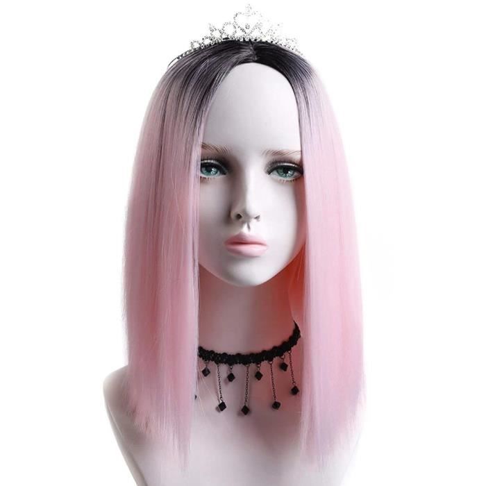1025p-2512inches -AIYEE – perruque brésilienne courte et lisse pour femmes  noires, postiche synthétique avec raie au milieu et tête - Cdiscount Au  quotidien