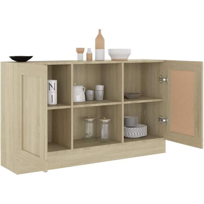 Buffet de Cuisine Tidyard - Chêne Sonoma - 120x305x70 cm - 2 Portes - 2 Tiroirs