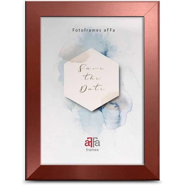 aFFa frames, Hekla, Cadre photo MDF, facile à nettoyer, rectangle, avec façade en verre acrylique, or rose, 15 x 20 cm
