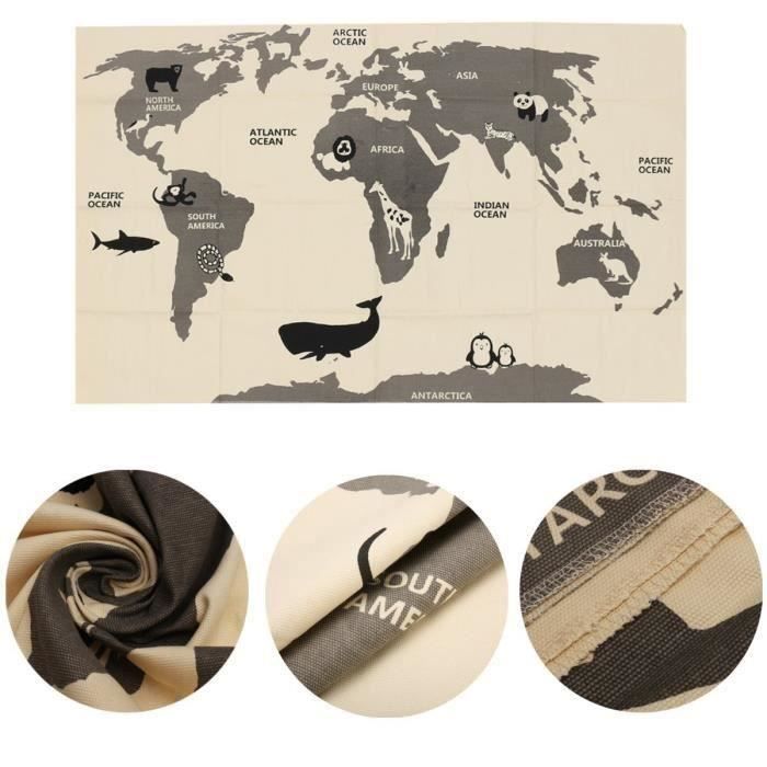 Tapis De Jeu à Mappemonde Pour Enfant Décor De Maison Tour Du Monde Carte Du T0420