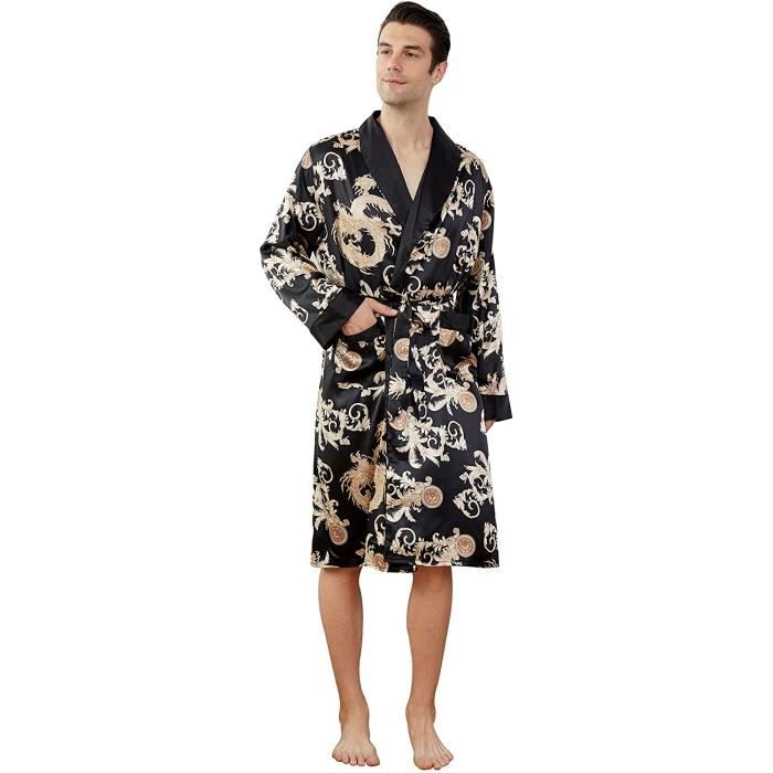 Robe De Chambre Kimono Japonais En Coton Jacquard - Style Rétro Avec Poche Et Ceinture - Pour EVGJ, Anniversaire, Détente