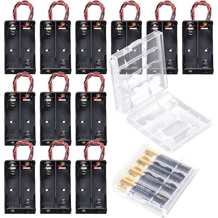 Lot De 12 Boîtes à Piles Transparentes - Rangement Pour Piles AA Et AAA - Fermeture Sécurisée, Empilable